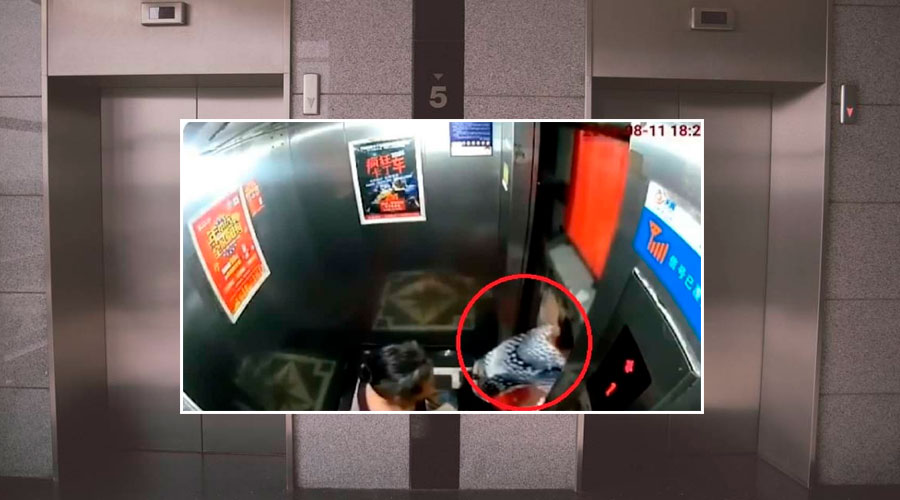 [VÍDEO] mujer se salvó por centímetros de ser aplastada por un ascensor