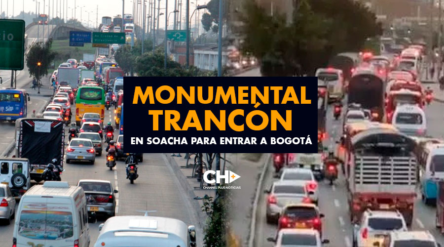 Monumental trancón en Soacha para entrar a Bogotá