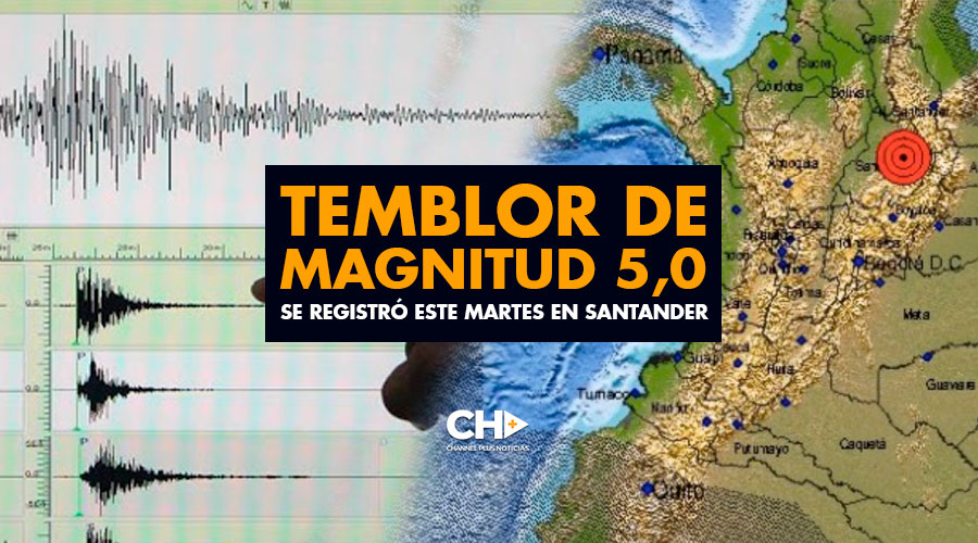 Temblor de magnitud 5,0 se registró este martes en Santander
