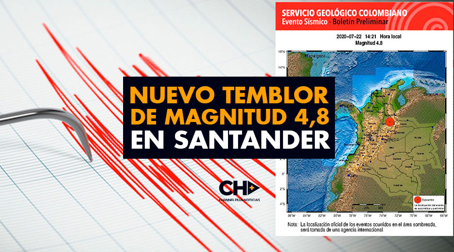 Nuevo temblor de magnitud 4,8 en Santander