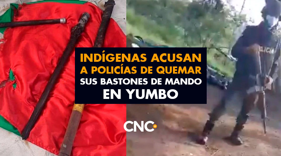 Indígenas acusan a policías de quemar sus bastones de mando en Yumbo