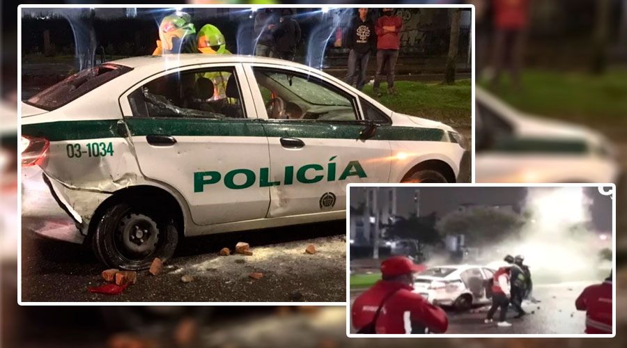Patrulla de Policía fue atacada con Bomba Molotov en Bogotá