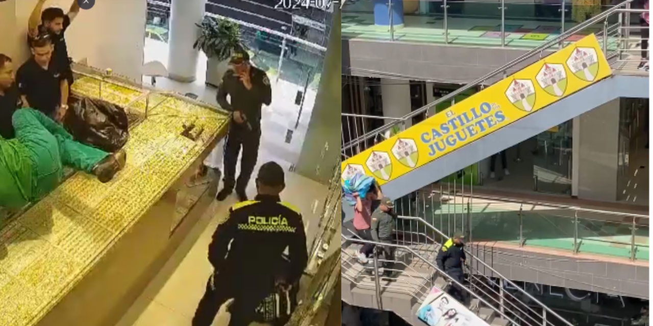 Falsos policías robaron una joyería en Bucaramanga. El atraco y la huida quedaron en video